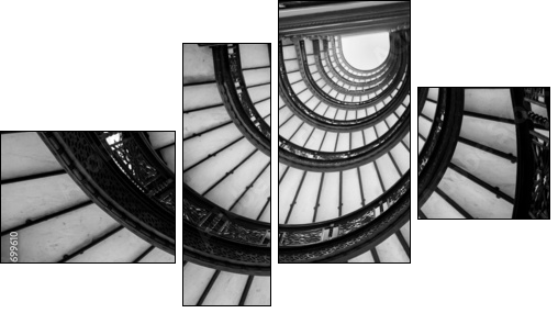 Low angle view of spiral staircase, Chicago, Cook County, Illino - Four-piece canvas, Fortyk