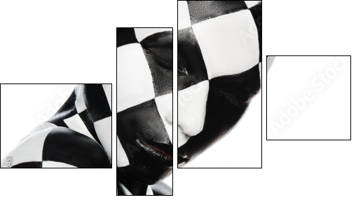 Portrait of woman in a checkerboard - Four-piece canvas, Fortyk