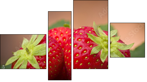 Fresh Strawberry close up on the wood - Four-piece canvas, Fortyk