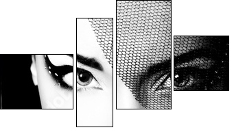 portrait of beautiful young woman, black and white retro styliza - Four-piece canvas, Fortyk