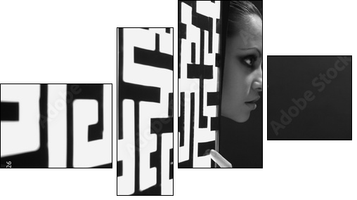 The girl and a shone pattern - Four-piece canvas, Fortyk