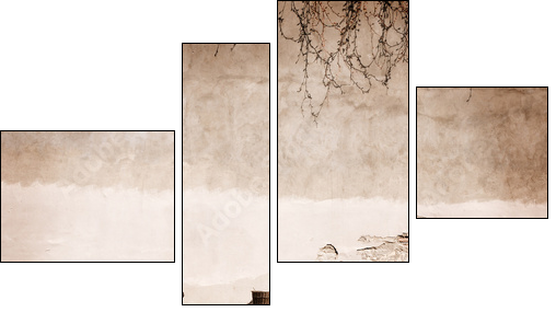 Italian old-style bicycles leaning against a wall  - Four-piece canvas, Fortyk