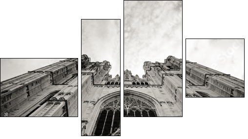 Cathedral of St. Michael view from the ground - b&w - Four-piece canvas, Fortyk