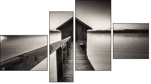 old wooden boathouse - Four-piece canvas, Fortyk