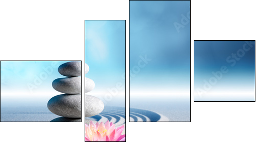 sand, lily and spa stones in zen garden - Four-piece canvas, Fortyk