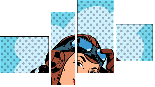 Pin up girl pilot aviation army beauty pop art retro - Four-piece canvas, Fortyk