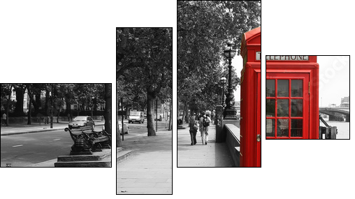 London Telephone Booth - Four-piece canvas, Fortyk