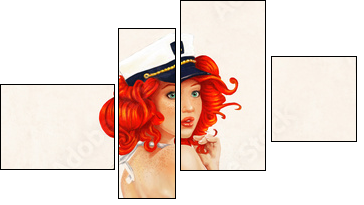 sexy pin up girl painting - Four-piece canvas, Fortyk