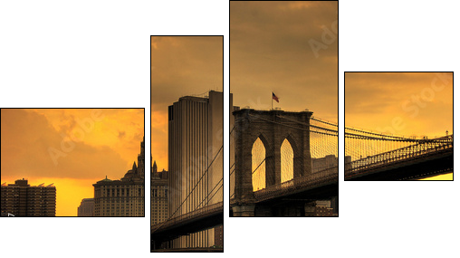 brooklyn bridge sunset - Four-piece canvas, Fortyk