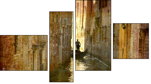 Postcard from Italy. - Gondola - Venice. - Four-piece canvas, Fortyk