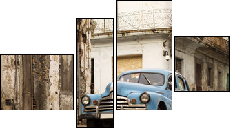 Old car on the street of Havana, Cuba - Four-piece canvas, Fortyk