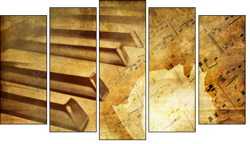 musical retro - Five-piece canvas, Pentaptych