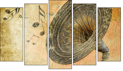 musical retro - Five-piece canvas, Pentaptych