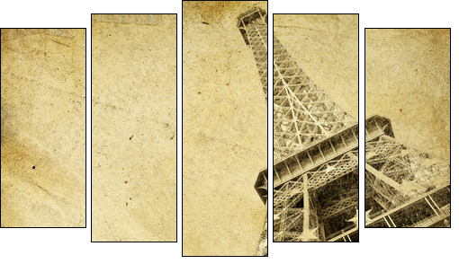 vintage paper with eiffel tower - Five-piece canvas, Pentaptych