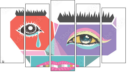 Abstract face design. Modern art vector illustration. Abstract face for Homeless Concepts. Abstract design exotic bohemian & boho style. - Five-piece canvas, Pentaptych