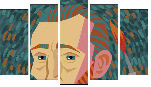 van gogh painter face drawing - Five-piece canvas, Pentaptych