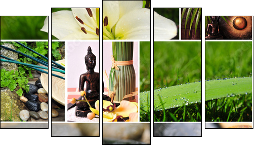 Wellness asiatisch Spa - Five-piece canvas, Pentaptych