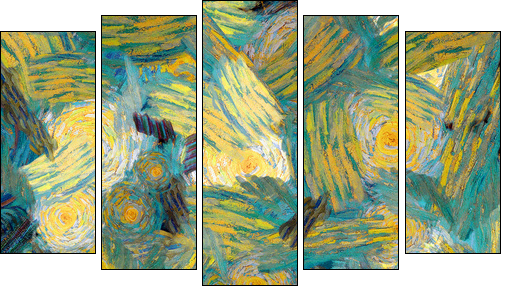 Varicoloured texture from oil paints - Five-piece canvas, Pentaptych