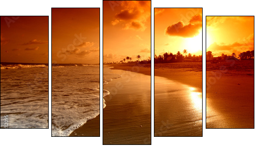 ocean sunrise - Five-piece canvas, Pentaptych