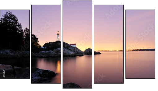 Point Atkinson Lighthouse in West Vancouver, Long Exposure - Five-piece canvas, Pentaptych
