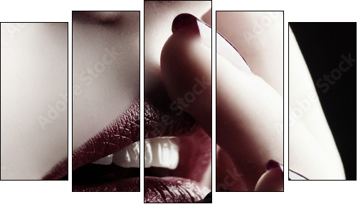 Close-up of lips and nails - Five-piece canvas, Pentaptych