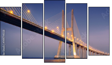 sunrise on Vasco da Gama bridge - Five-piece canvas, Pentaptych