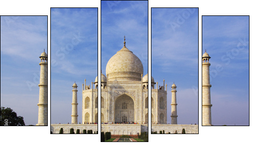 taj mahal in evening light - Five-piece canvas, Pentaptych