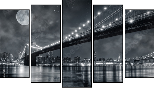 Brooklyn Bridge - Five-piece canvas, Pentaptych