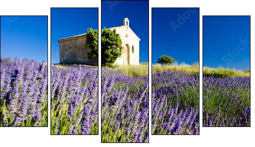 chapel, Plateau de Valensole, Provence, France - Five-piece canvas, Pentaptych