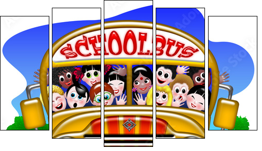 Scuola Bus-School Bus-Autobus Ã©cole - 3 - Five-piece canvas, Pentaptych