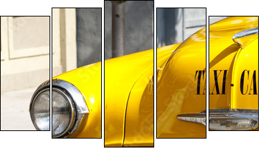 Vintage Yellow Cab - Five-piece canvas, Pentaptych