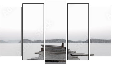 Jetty into a Mountain Lake - Five-piece canvas, Pentaptych