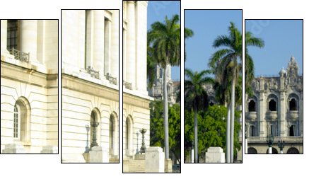 old car in front of Capitol Building, Old Havana, Cuba - Five-piece canvas, Pentaptych