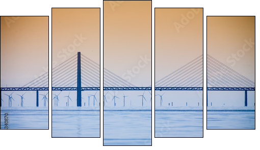 the oresund bridge between denmark and sweden - Five-piece canvas, Pentaptych