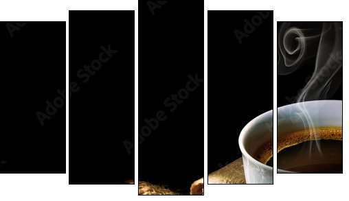 Coffee isolated on black - Five-piece canvas, Pentaptych