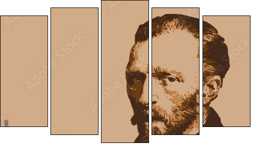 Van Gogh - peintre - portrait - personnage célèbre - Vincent Van Gogh - artiste peintre - - Five-piece canvas, Pentaptych