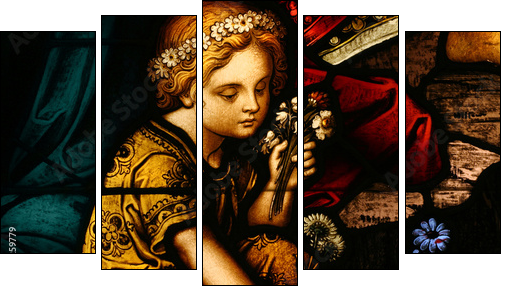 Stained Glass - Five-piece canvas, Pentaptych