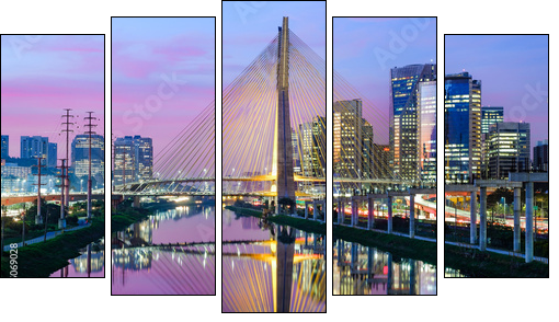 Sao Paulo Sunset Landscape - Brazil - Five-piece canvas, Pentaptych