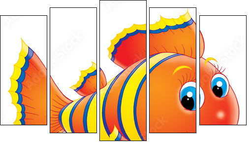 coral fish - Five-piece canvas, Pentaptych