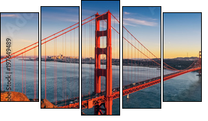 Golden Gate bridge, San Francisco California - Five-piece canvas, Pentaptych