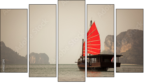 Jonque traditionnelle - Five-piece canvas, Pentaptych