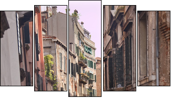 Small Side Canal Reflection Venice Italy - Five-piece canvas, Pentaptych