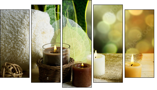 Spa and body care treatment.Blurred Background - Five-piece canvas, Pentaptych