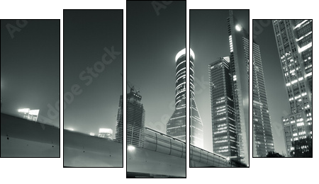 Megacity Highway - Five-piece canvas, Pentaptych