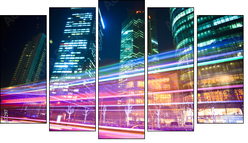 light trails - Five-piece canvas, Pentaptych