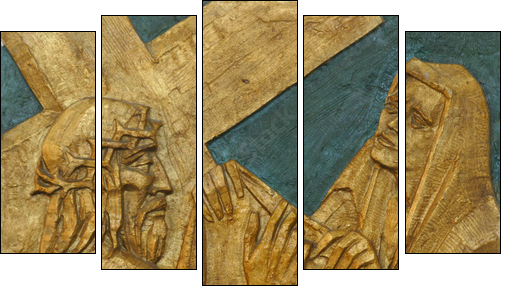 Veronica wipes the face of Jesus - Five-piece canvas, Pentaptych