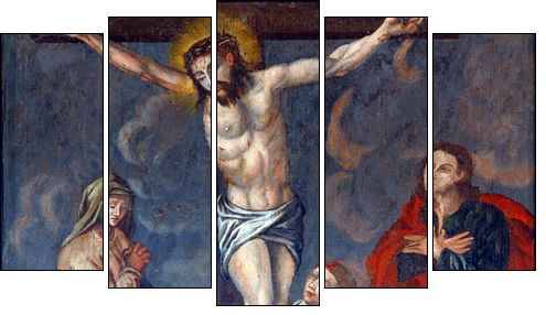 Crucifixion, Jesus on the cross - Five-piece canvas, Pentaptych