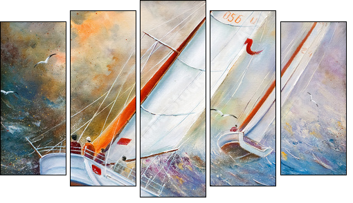 Sea regatta - Five-piece canvas, Pentaptych