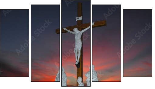 jesus on the cross - Five-piece canvas, Pentaptych