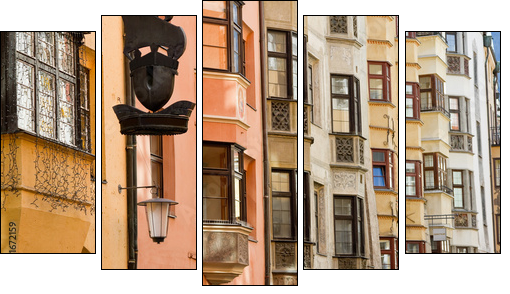 Row of old colorful buildings - Five-piece canvas, Pentaptych